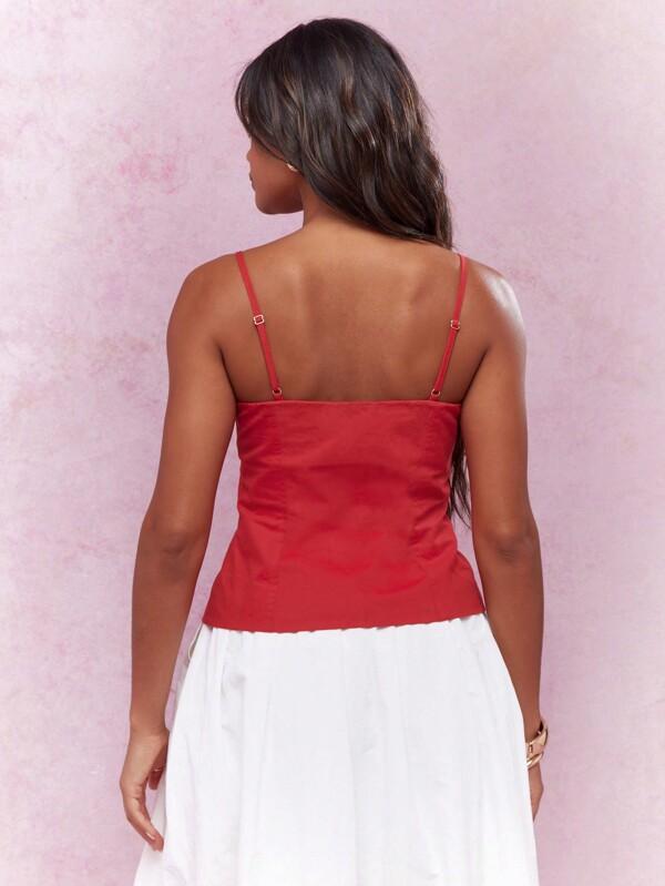 Missguided MISSGUIDED Bow Corset Detail Spaghetti Strap Front Open Top