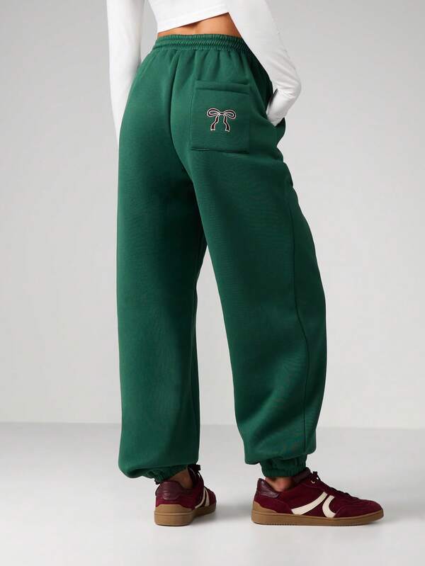 missguided MISSGUIDED Bow Detail Cuffed Joggers With Drawstring