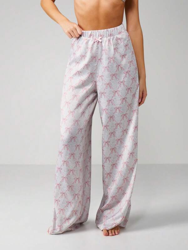 Missguided MISSGUIDED Bow Print Bralette And Trouser Set