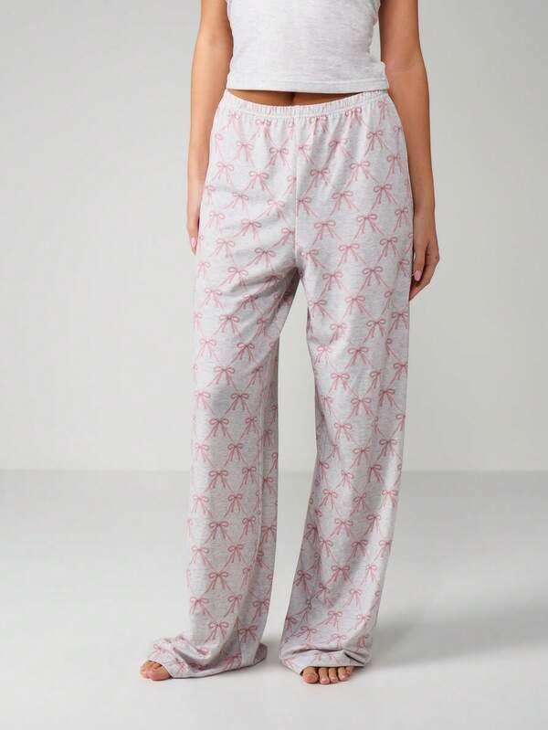 Missguided MISSGUIDED Bow Print Cami Tank With Elastic Pants