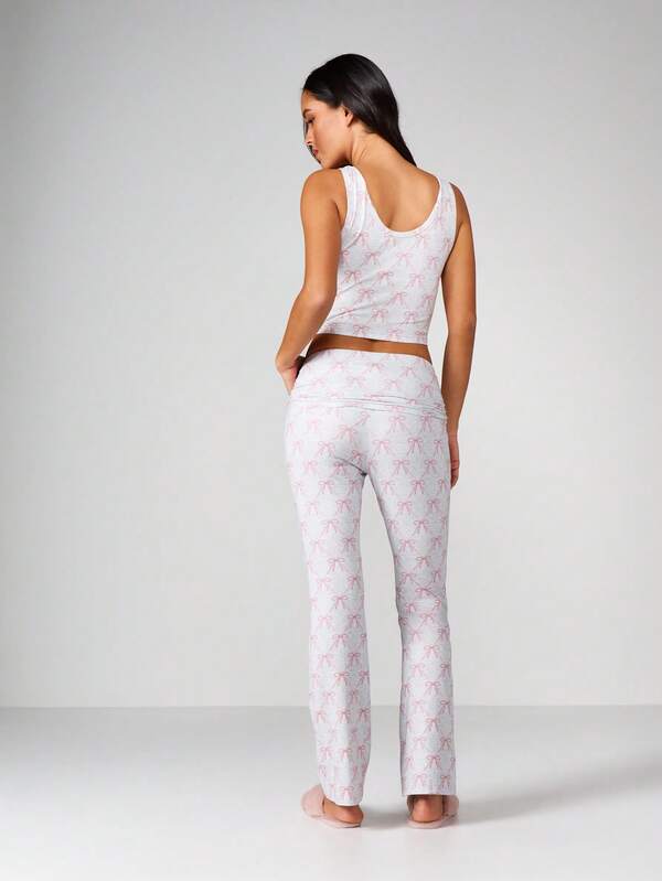 Missguided MISSGUIDED Bow Print Tank And Trouser Set