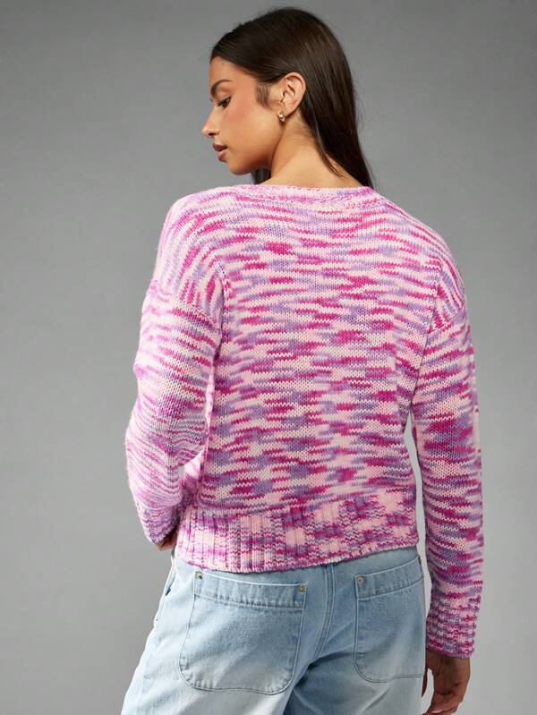 Missguided MISSGUIDED Boxy Fit Multi Stripe Knit Sweater With Ribbed Hem