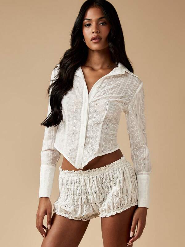 missguided MISSGUIDED Broderie Anglaise Corset Blouse With Lace Details