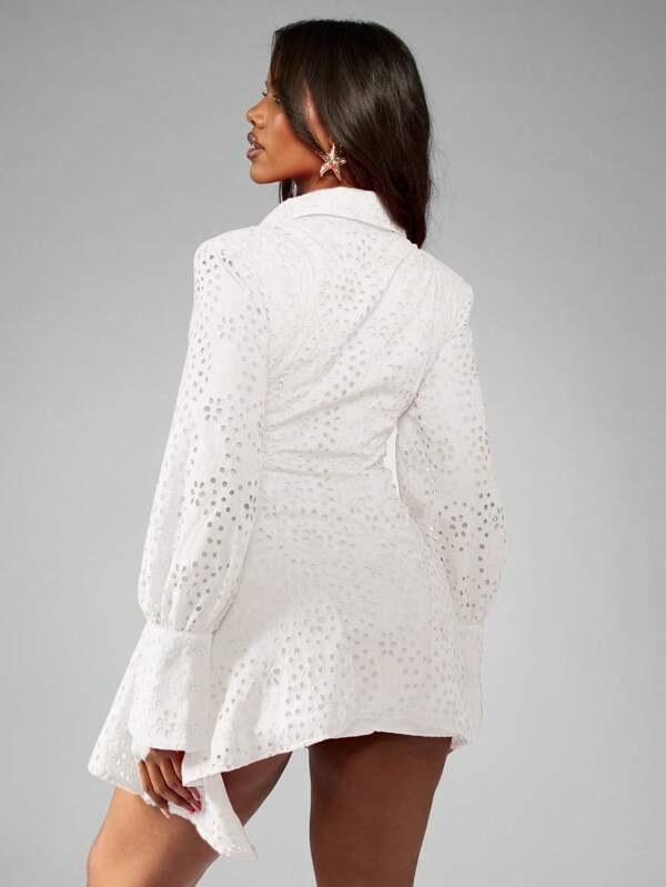 Missguided MISSGUIDED Broderie Anglaise Mini Dress With Balloon Sleeves