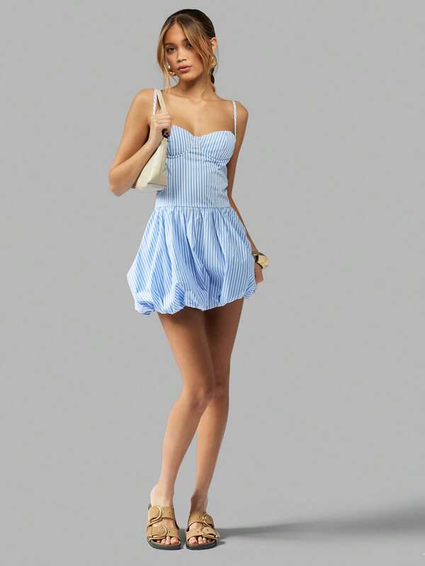 Missguided MISSGUIDED Bubble Hem Sweetheart Neckline Mini Dress