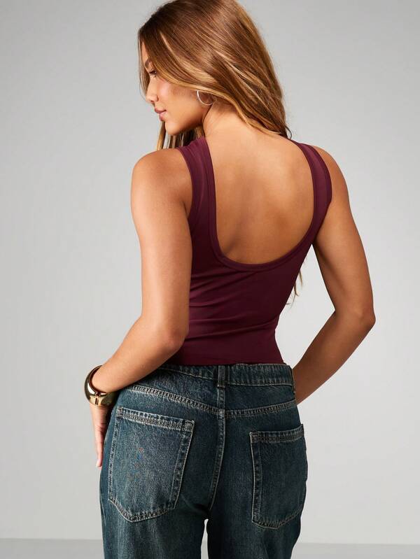 Missguided MISSGUIDED Burgundy Tank Top With Gold Metal Studs