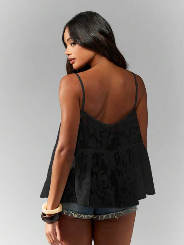 Missguided MISSGUIDED Burnout Chiffon Babydoll Sleeveless Cami Top