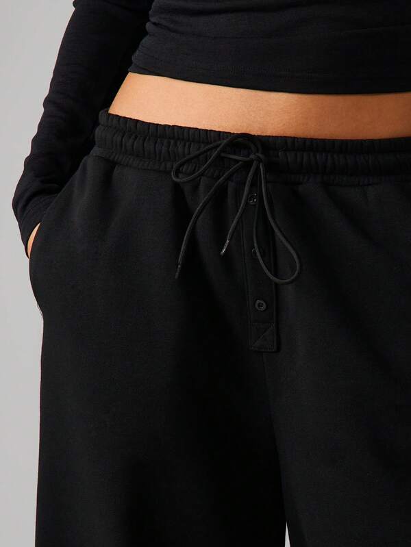 Missguided MISSGUIDED Button Detail Wide Leg Joggers