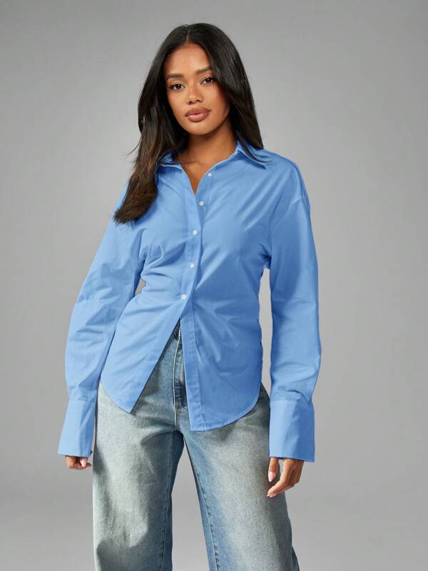 Missguided MISSGUIDED Button Down Long Sleeve Professional Blouse