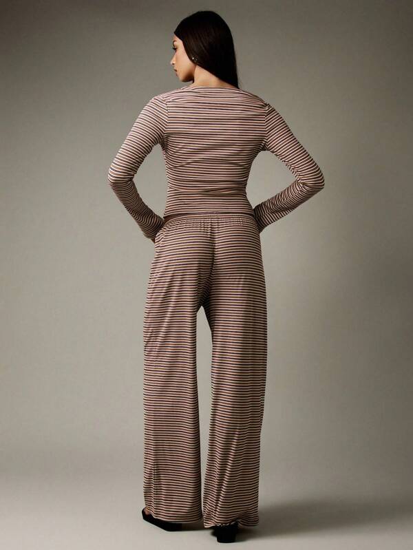 Missguided MISSGUIDED Button Down Ribbed Crop Top And Wide Leg Pants