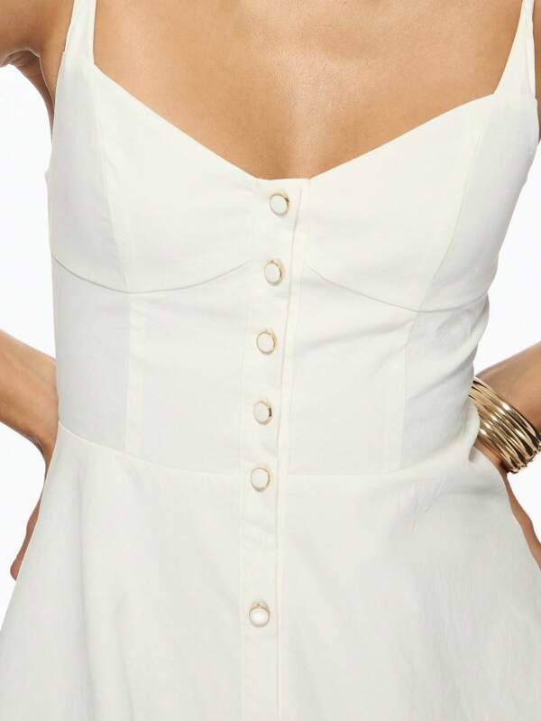 Missguided MISSGUIDED Button Down Sweetheart Neckline Fit And Flare Mini Dress