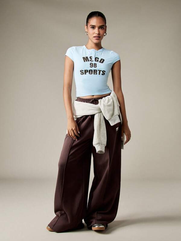 Missguided MISSGUIDED Button Front Baby Tee With MSGD Sports Logo