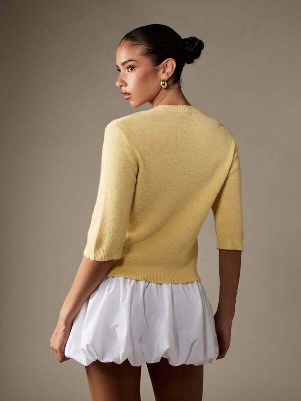 Missguided MISSGUIDED Button Front Cardigan With Three Quarter Sleeves