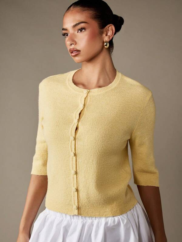 missguided MISSGUIDED Button Front Cardigan With Three Quarter Sleeves