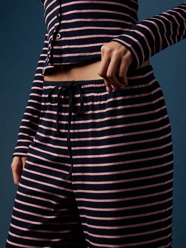 Missguided MISSGUIDED Button Front Crop Top And Wide Leg Pants Set