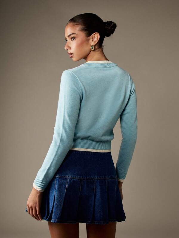 Missguided MISSGUIDED Button Front Cropped Cardigan With Layered Trim