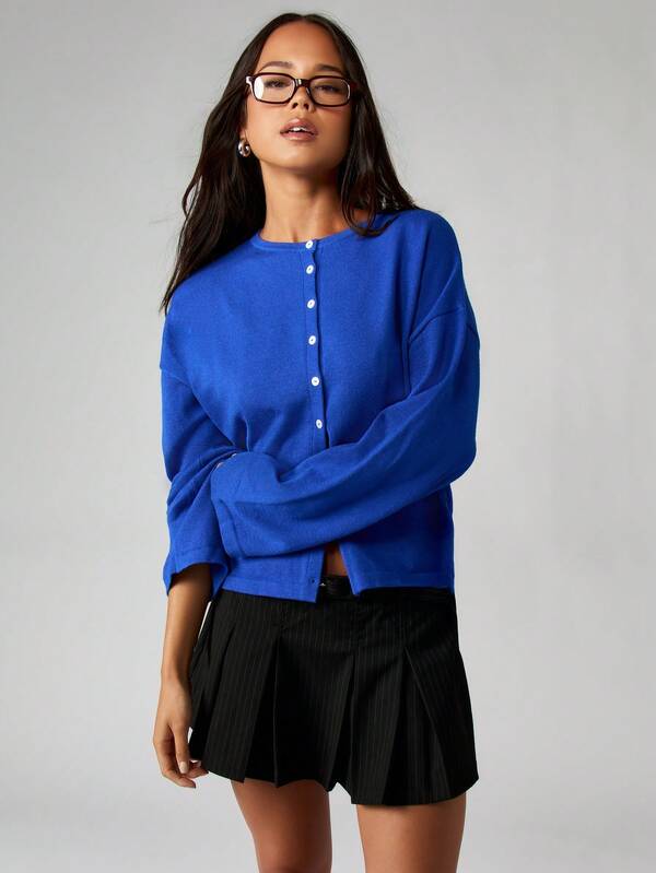 Missguided MISSGUIDED Button Front Knit Cardigan With Long Sleeves