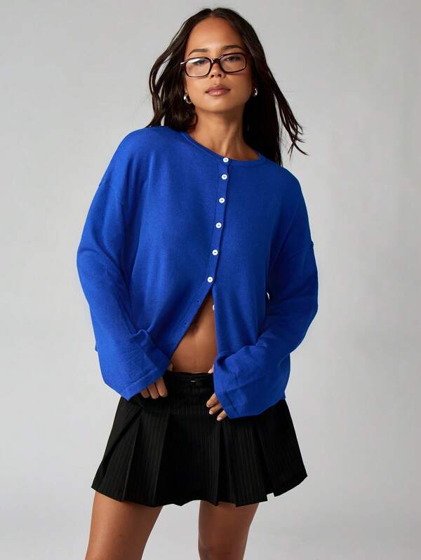missguided MISSGUIDED Button Front Knit Cardigan With Long Sleeves