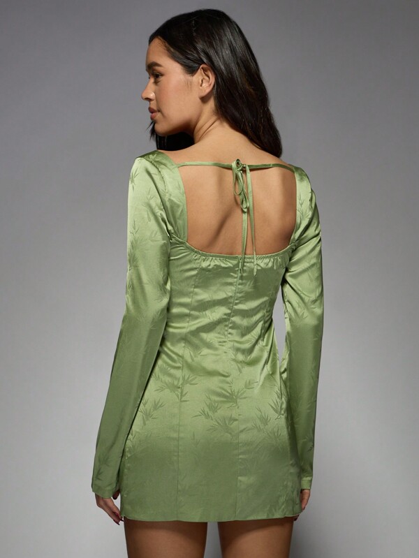 Missguided MISSGUIDED Button Front Satin Jacquard Mini Dress