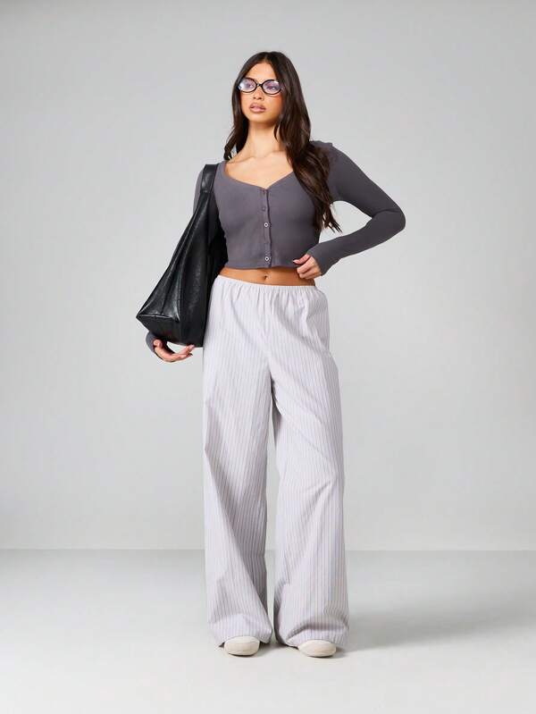 Missguided MISSGUIDED Button Front V Neck Ribbed Crop Cardigan