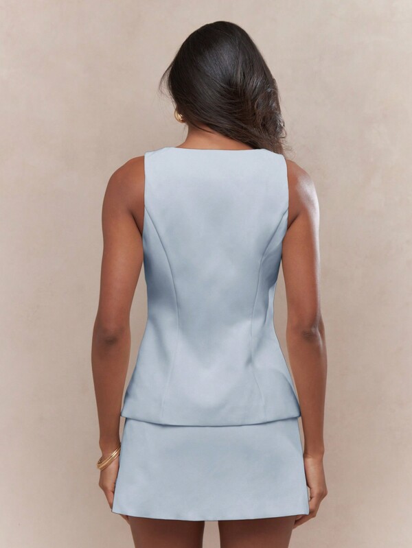 Missguided MISSGUIDED Button Front Vest And Mini Skirt Suit Set