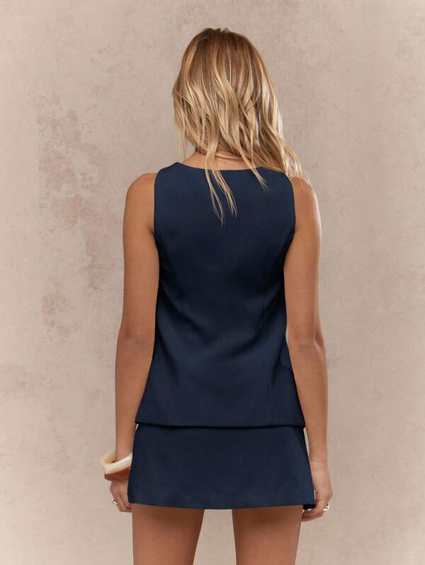 Missguided MISSGUIDED Button Front Waistcoat With Asymmetric Hem Mini Dress