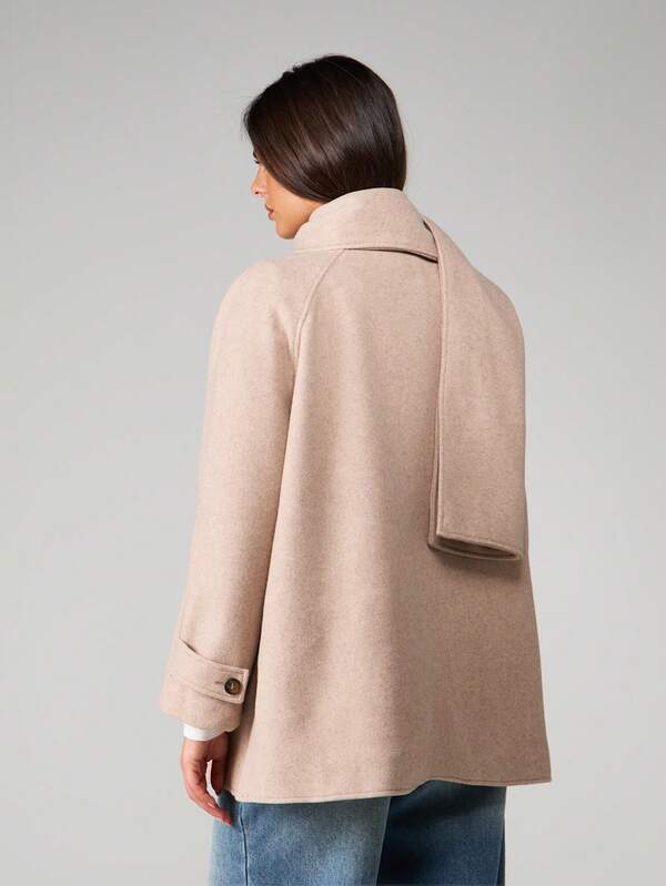 Missguided MISSGUIDED Button Front Wool Coat With Scarf