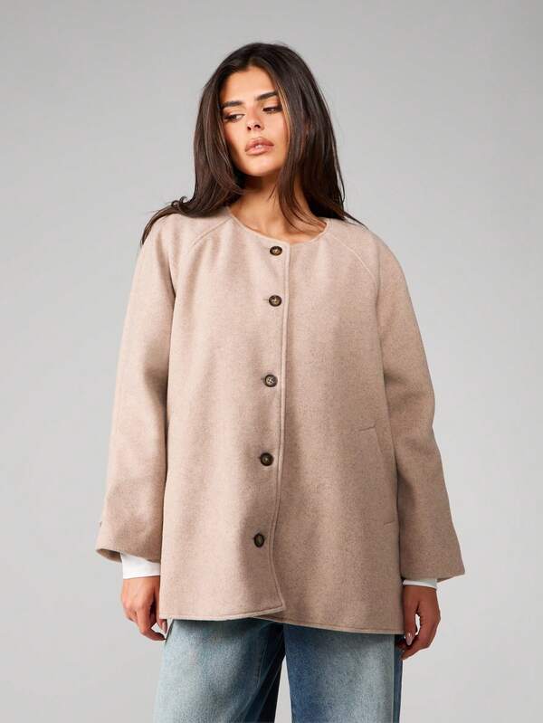 Missguided MISSGUIDED Button Front Wool Coat With Scarf