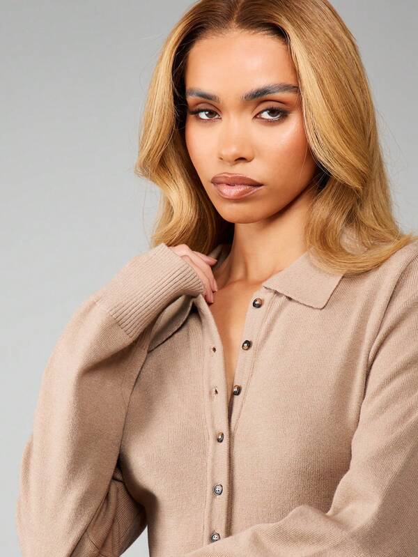 Missguided MISSGUIDED Button Through Knitted Mini Dress