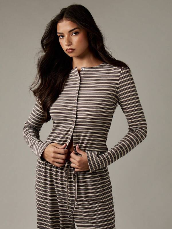 Missguided MISSGUIDED Button Through Ribbed Co Ord Set