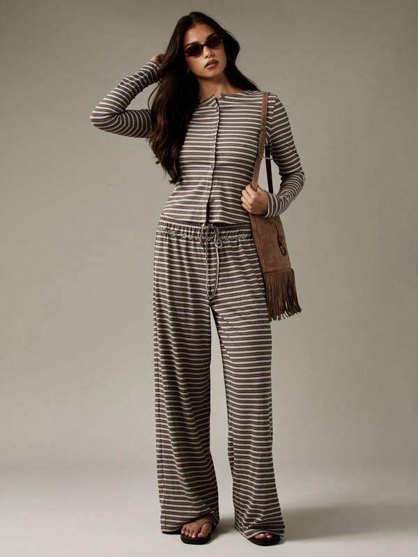 missguided MISSGUIDED Button Through Ribbed Co Ord Set