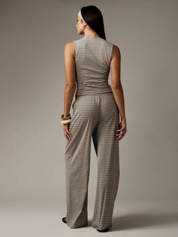 Missguided MISSGUIDED Button Through Sleeveless Top With Wide Leg Pants