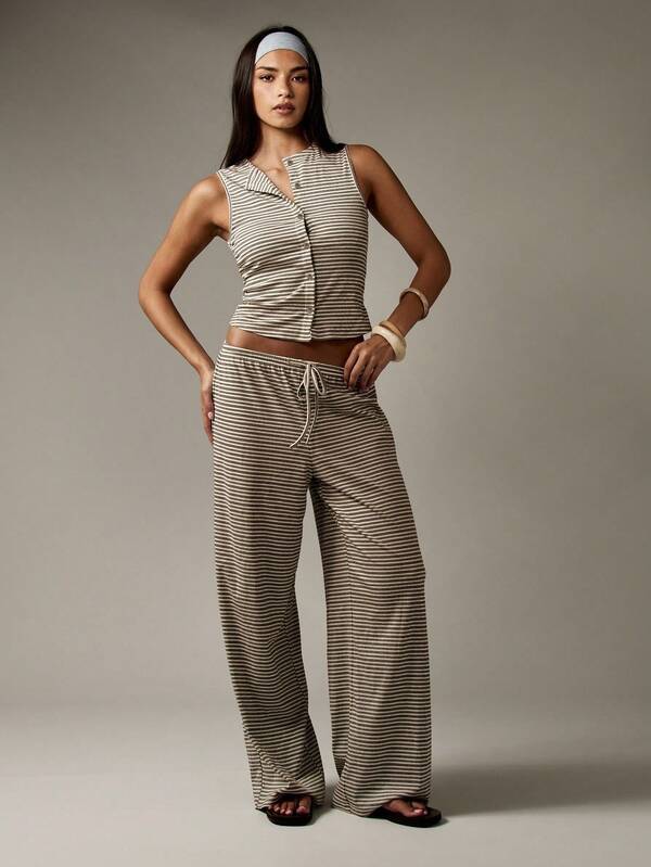 Missguided MISSGUIDED Button Through Sleeveless Top With Wide Leg Pants