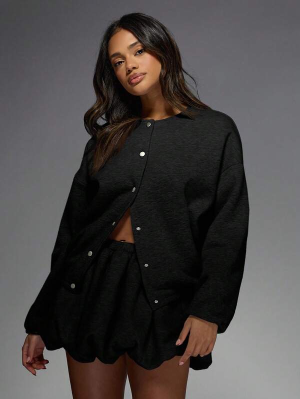 missguided MISSGUIDED Button Up Cardigan With Scalloped Hem