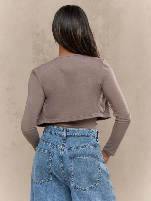 Missguided MISSGUIDED Button Up Cardigan With Strapless Tube Top Set