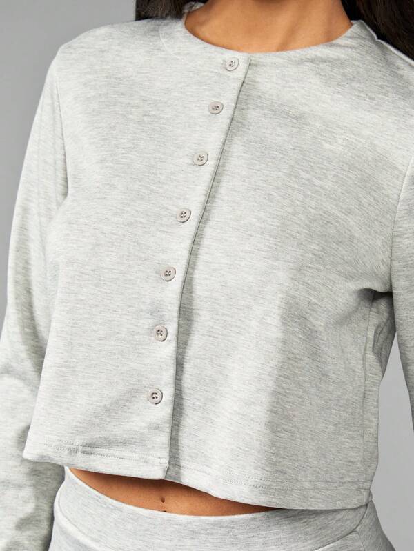 Missguided MISSGUIDED Button Up Crop Cardigan With Mini Skirt Set