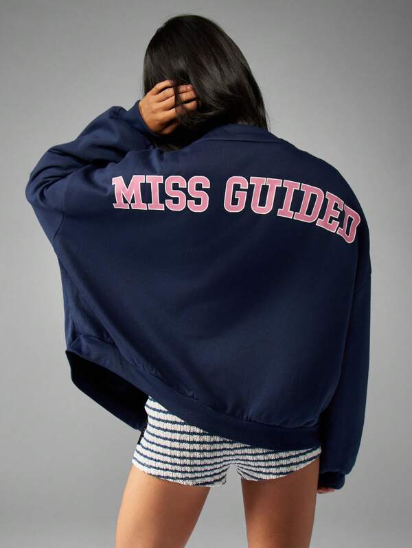 Missguided MISSGUIDED Button Up Varsity Cardigan With Numerical Print