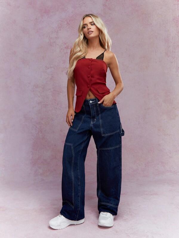 Missguided MISSGUIDED Buttoned Bandeau Waistcoat With Lace Bra
