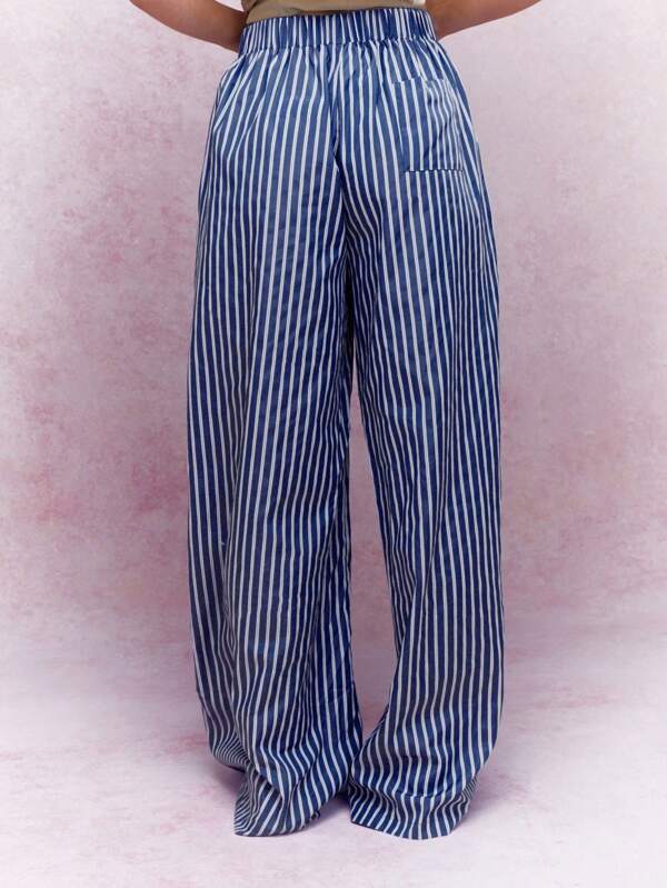 Missguided MISSGUIDED Buttoned Striped Wide Leg Pajama Pants