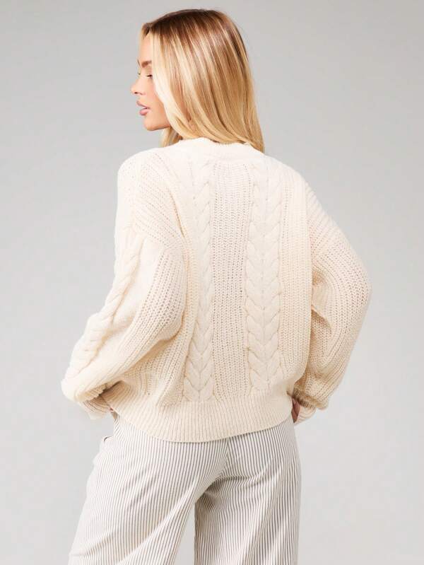 Missguided MISSGUIDED Cable Knit Cardigan With Button Front