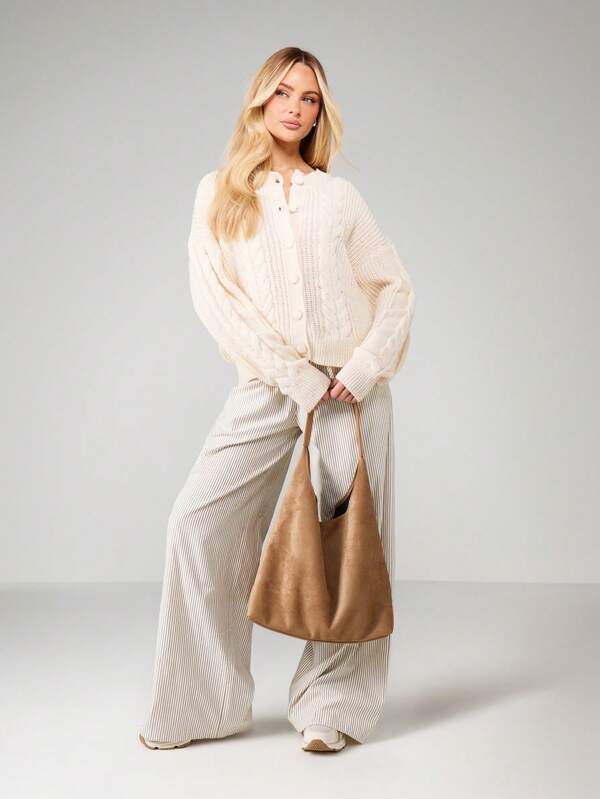 Missguided MISSGUIDED Cable Knit Cardigan With Button Front