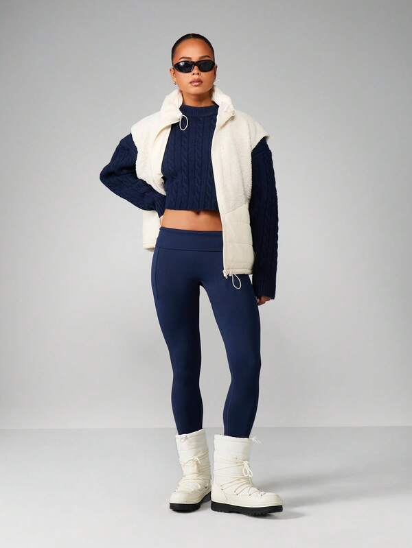 Missguided MISSGUIDED Cable Knit Cropped High Neck Sweater