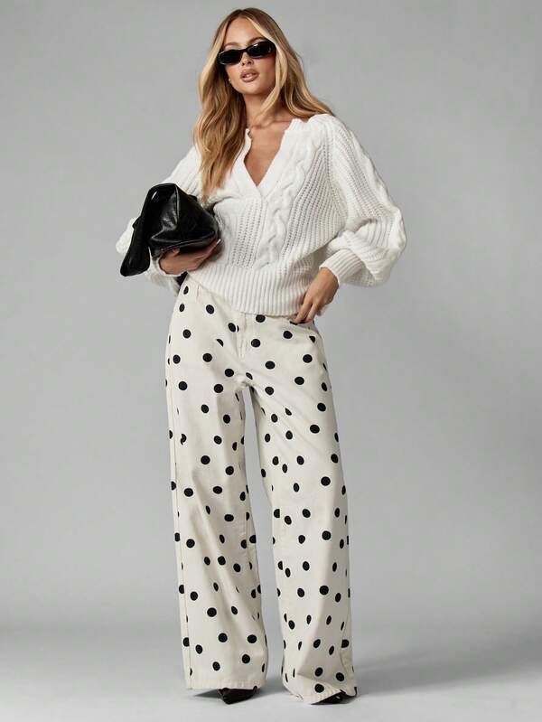 Missguided MISSGUIDED Cable Knit Cropped Sweater With Balloon Sleeves