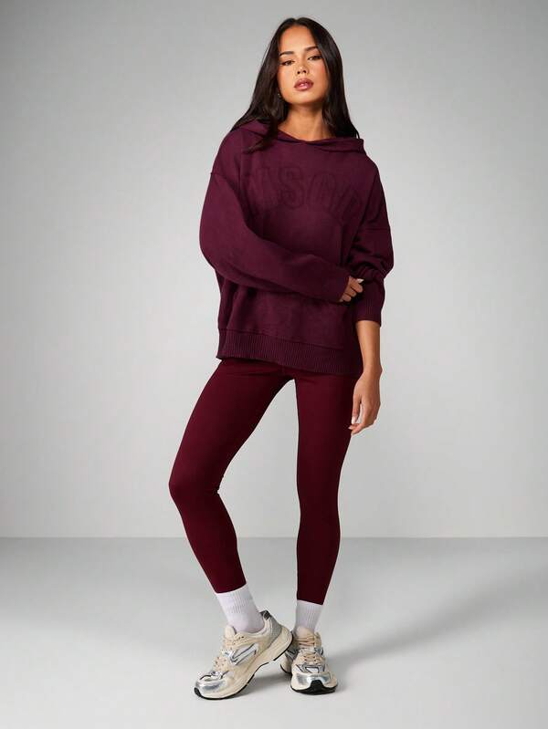 Missguided MISSGUIDED Cable Knit Hoodie With Ribbed Hem