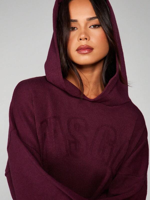 Missguided MISSGUIDED Cable Knit Hoodie With Ribbed Hem