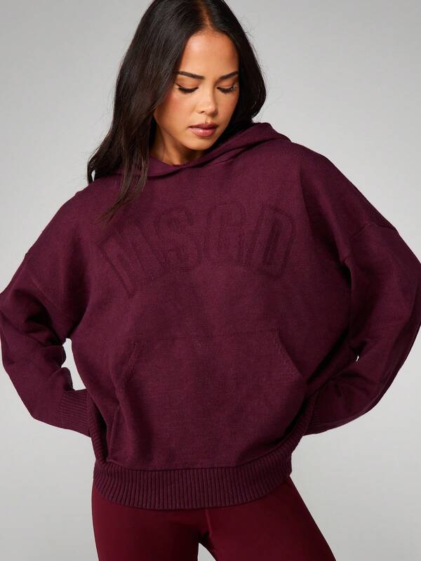 missguided MISSGUIDED Cable Knit Hoodie With Ribbed Hem