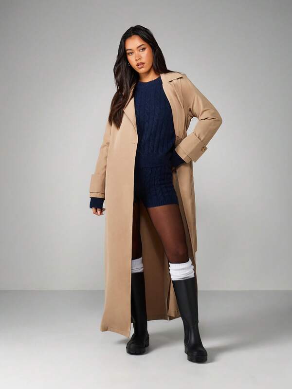 Missguided MISSGUIDED Cable Knit Sweater And Hot Pants Set