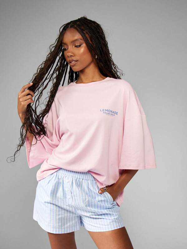 Missguided MISSGUIDED California Lemonade Graphic Oversized T Shirt