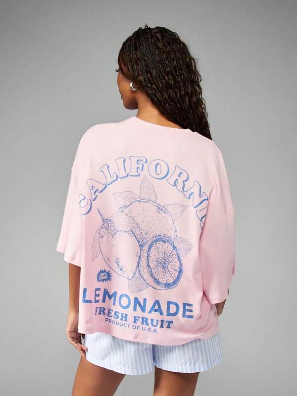 missguided MISSGUIDED California Lemonade Graphic Oversized T Shirt