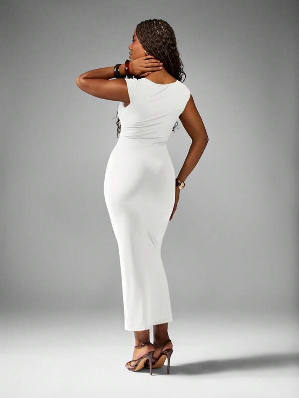 Missguided MISSGUIDED Cap Sleeve Bodycon Midaxi Dress With Sweetheart Neckline